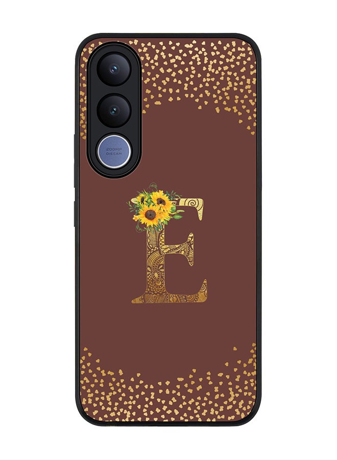 Stylizedd For vivo V70 FE Case,Slim fit Camera Protection, Shockproof Thin Phone cover  - Custom Floral Monogram - E  (Brown ) - Image 1