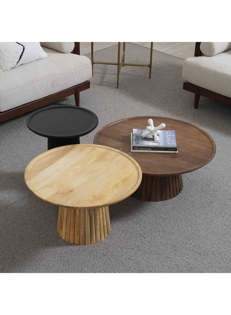 Pan Home ANGLEA COFFEE TABLE SET OF 3 SOLID WOOD - BROWN NATURAL - Image 5