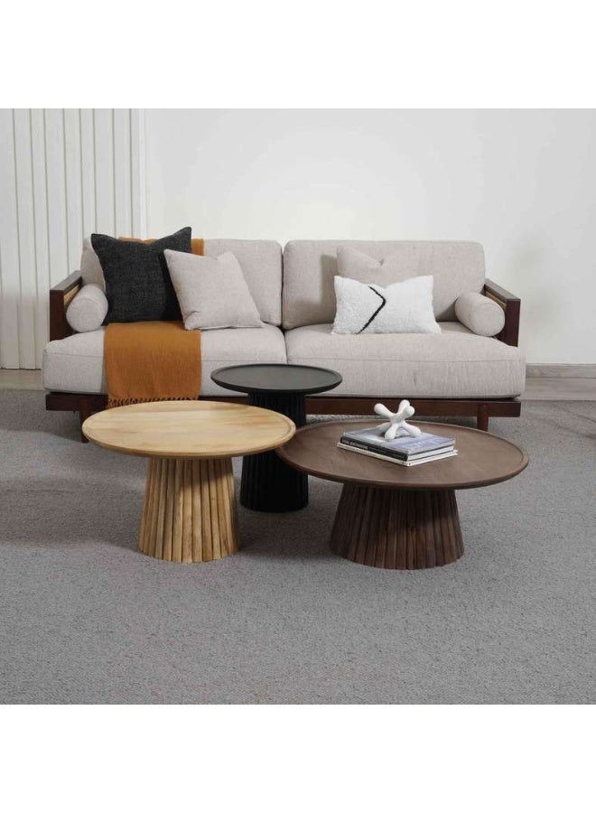 Pan Home ANGLEA COFFEE TABLE SET OF 3 SOLID WOOD - BROWN NATURAL - Image 1