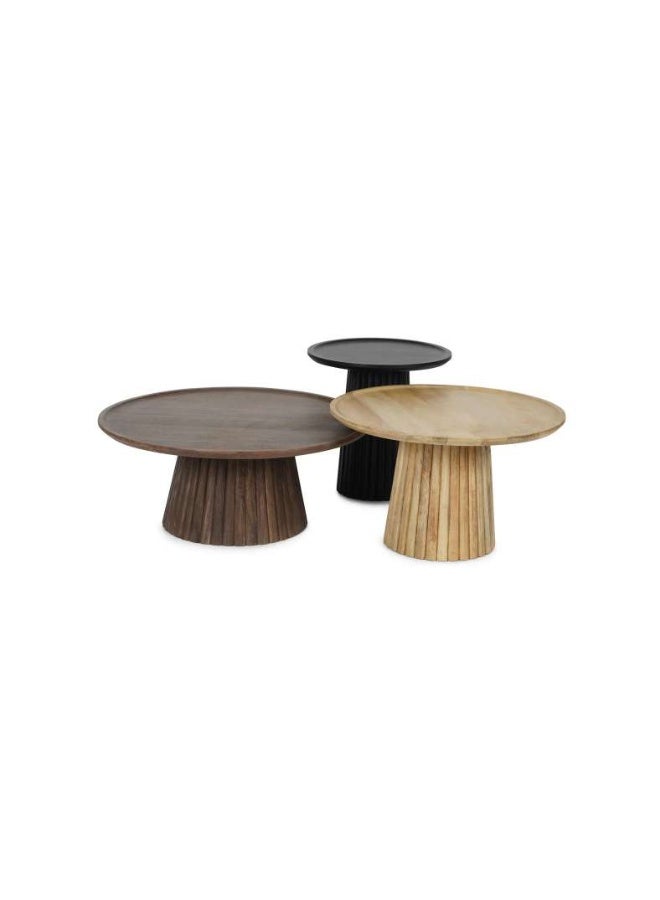 Pan Home ANGLEA COFFEE TABLE SET OF 3 SOLID WOOD - BROWN NATURAL - Image 4