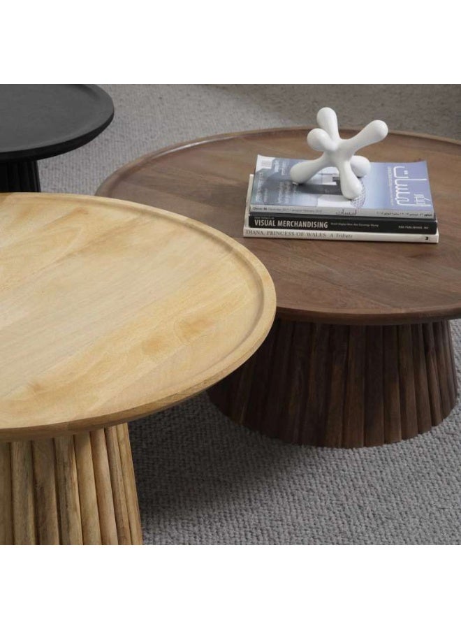 Pan Home ANGLEA COFFEE TABLE SET OF 3 SOLID WOOD - BROWN NATURAL - Image 2