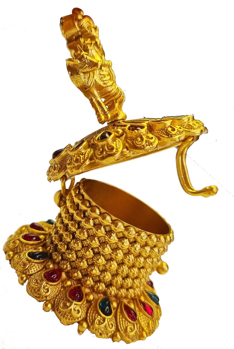 ADZOY Premium Handcrafted Lord Krushna with Cow and Fluet for Wedding | Haldi | Sindoor | Kumkum | Chandan | Dabbi Handmade Pure Brass Material Box - Image 2