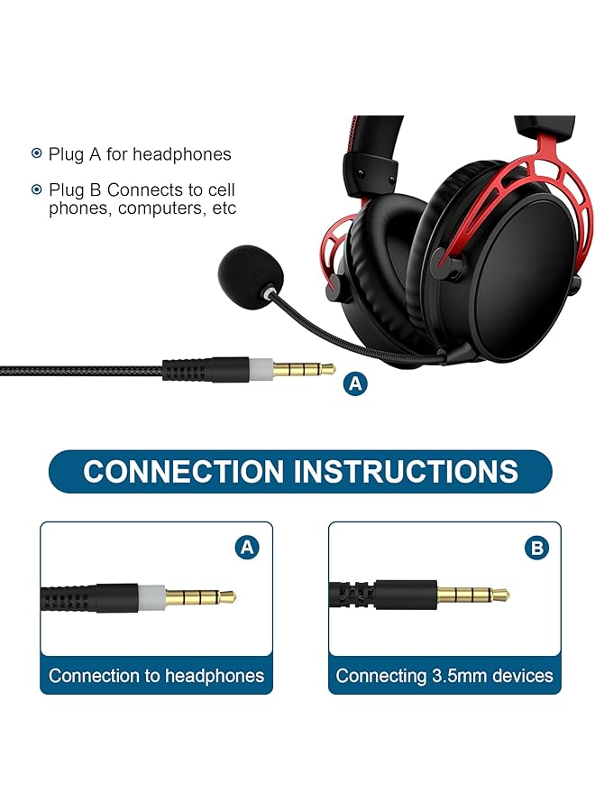 Cloud Alpha Replacement Cable Compatible With Kingston Hyperx Cloud Alpha Cloud Mix Cloud Flight Logitech G633 G933 Gaming Headset With Mute & Volume Controls (No Mic 4.9Ft) - Image 3