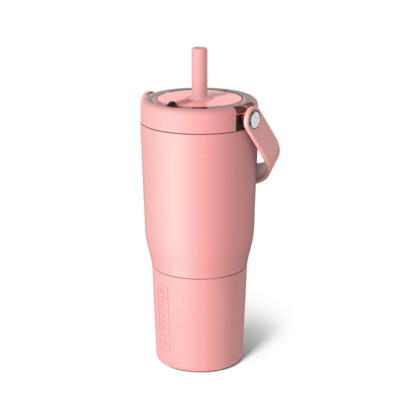 BrMate Resa 25oz 100 Leakproof Travel Tumbler with Handle Straw Flexible SoftSip Straw Silicone Sleeve for Durability Stainless Steel Cup Holder Travel Friendly Guava