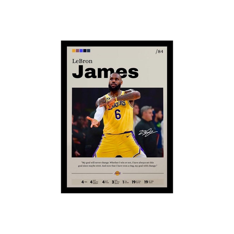 BLINKART BLINAKRT LeBron James NBA BasketBall Player Synthetic Wood Photo Framed Wall Hanging Poster For Room Office Bedroom Living Boys and Girl Room Home Wall Hanging13 10 Inches  - Image 1