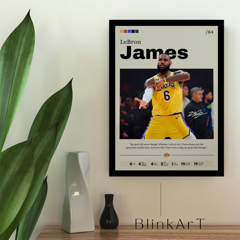 BLINKART BLINAKRT LeBron James NBA BasketBall Player Synthetic Wood Photo Framed Wall Hanging Poster For Room Office Bedroom Living Boys and Girl Room Home Wall Hanging13 10 Inches  - Image 2