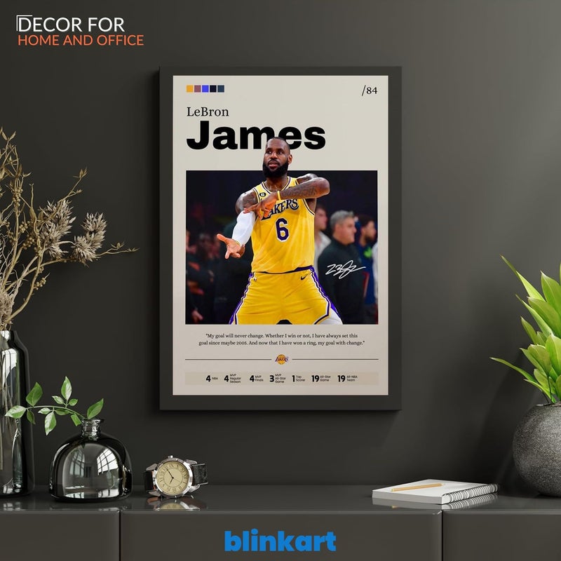 BLINKART BLINAKRT LeBron James NBA BasketBall Player Synthetic Wood Photo Framed Wall Hanging Poster For Room Office Bedroom Living Boys and Girl Room Home Wall Hanging13 10 Inches  - Image 5