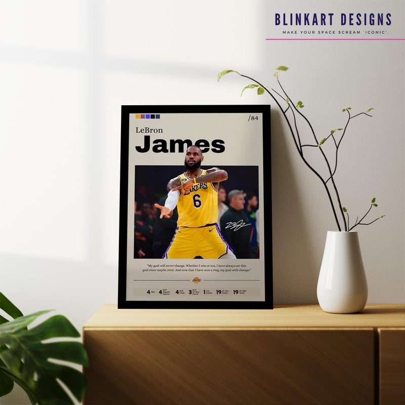 BLINKART BLINAKRT LeBron James NBA BasketBall Player Synthetic Wood Photo Framed Wall Hanging Poster For Room Office Bedroom Living Boys and Girl Room Home Wall Hanging13 10 Inches  - Image 3