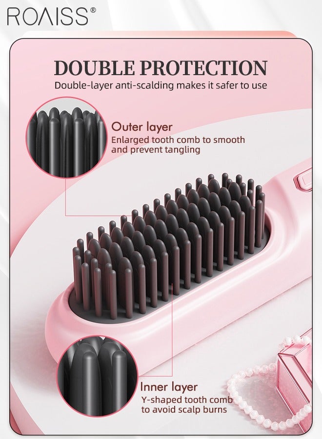 roaiss Cordless Hair Straightener Brush, USB Charging Straight Hair Styling Brush, Anti-Scalding Protection, 4-Speed Temperature Adjustment Suitable for Home, Travel, Business Trip - Image 5