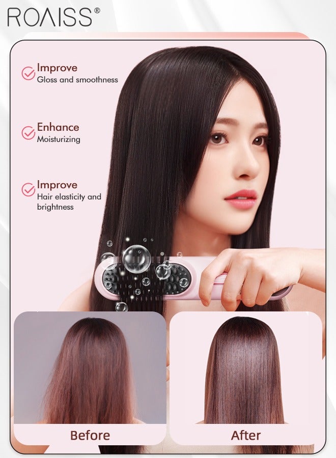 roaiss Cordless Hair Straightener Brush, USB Charging Straight Hair Styling Brush, Anti-Scalding Protection, 4-Speed Temperature Adjustment Suitable for Home, Travel, Business Trip - Image 2