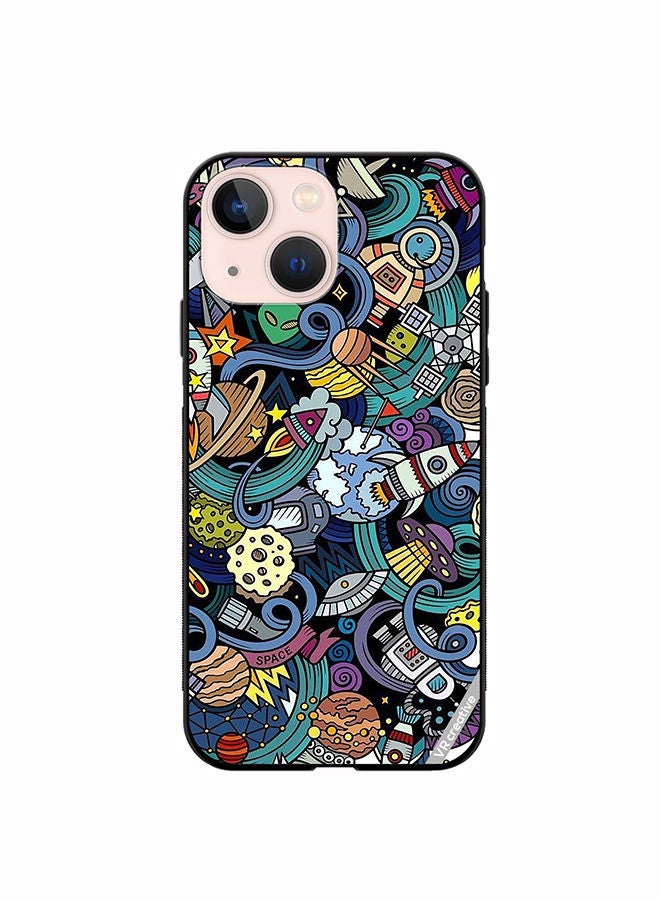 VR CREATIVE Protective Case Cover For Apple iPhone 14 Cartoon Doodles Design Multicolour - Image 1