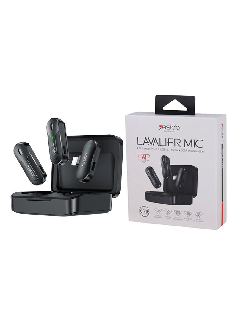 يسيدو كيه ار 16 ميكروفون لاسلكي 8 دبوس مع صندوق شحن من يس اي دو اسود - Image 1