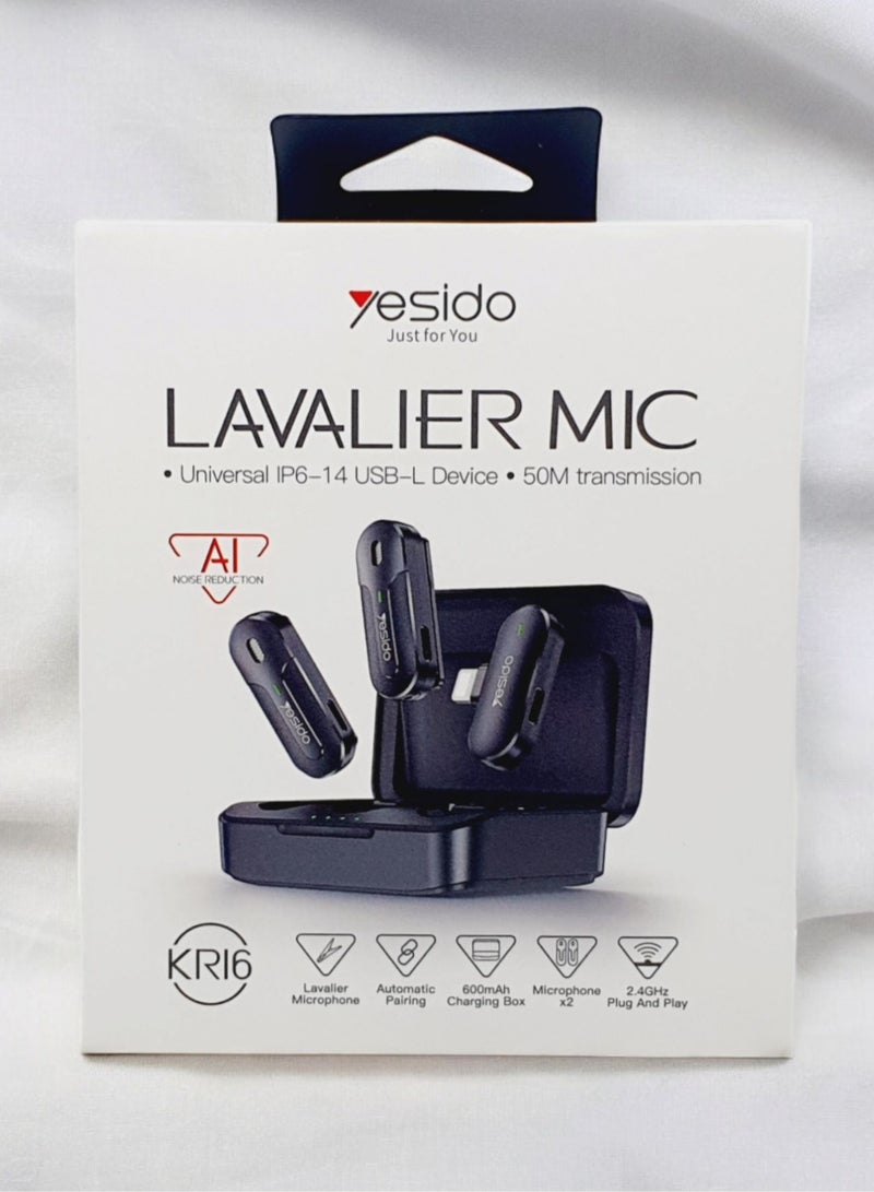 يسيدو كيه ار 16 ميكروفون لاسلكي 8 دبوس مع صندوق شحن من يس اي دو اسود - Image 2