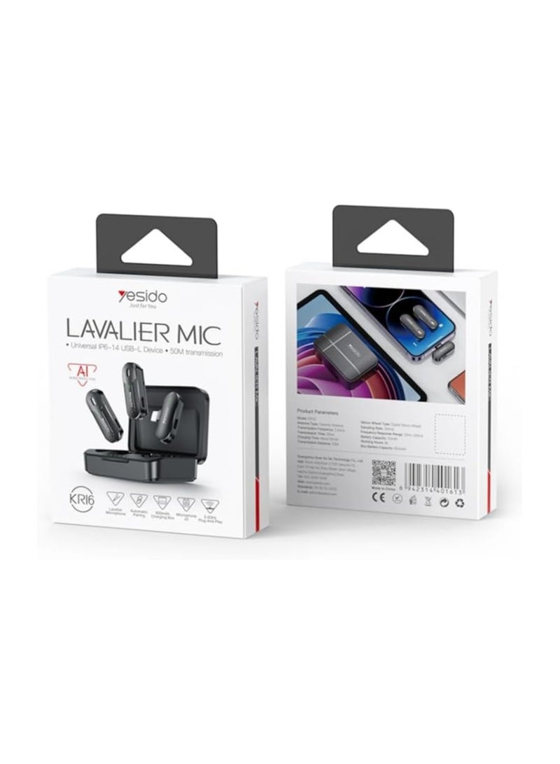 يسيدو كيه ار 16 ميكروفون لاسلكي 8 دبوس مع صندوق شحن من يس اي دو اسود - Image 3