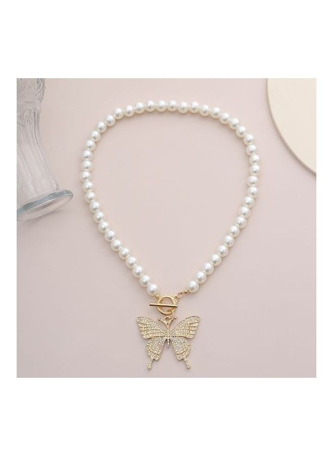 NIBEMINENT - Imitation Pearl Butterfly Necklace - Image 1