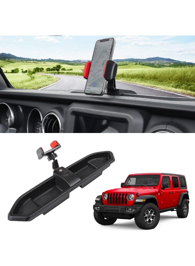TRX AUTO Dashboard Storage Tray with Phone Holder for Jeep Wrangler & Gladiator 2018-2023 | Phone Mount Organizer | Jeep Gladiator Interior Accessories - Image 1