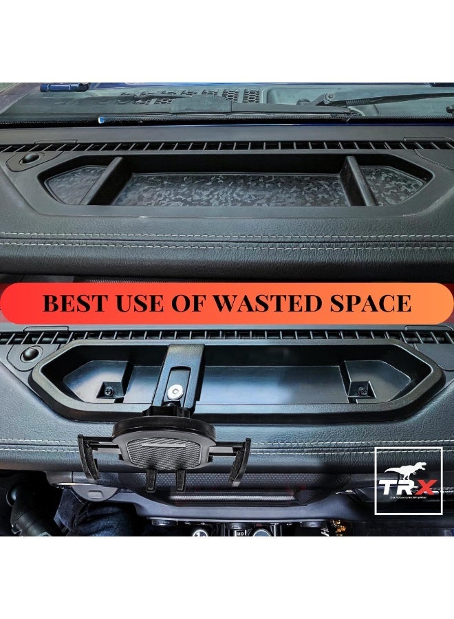 TRX AUTO Dashboard Storage Tray with Phone Holder for Jeep Wrangler & Gladiator 2018-2023 | Phone Mount Organizer | Jeep Gladiator Interior Accessories - Image 4