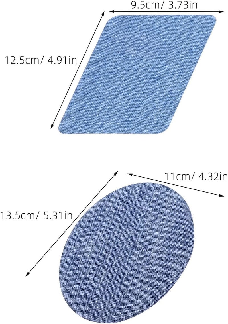 20pcs Self-Adhesive Denim Embroidered Clothing Patches Rectangle and Oval Elbow Knee Repair Appliques for Garment Sewing and Decorative Clothes Fixing - Image 2