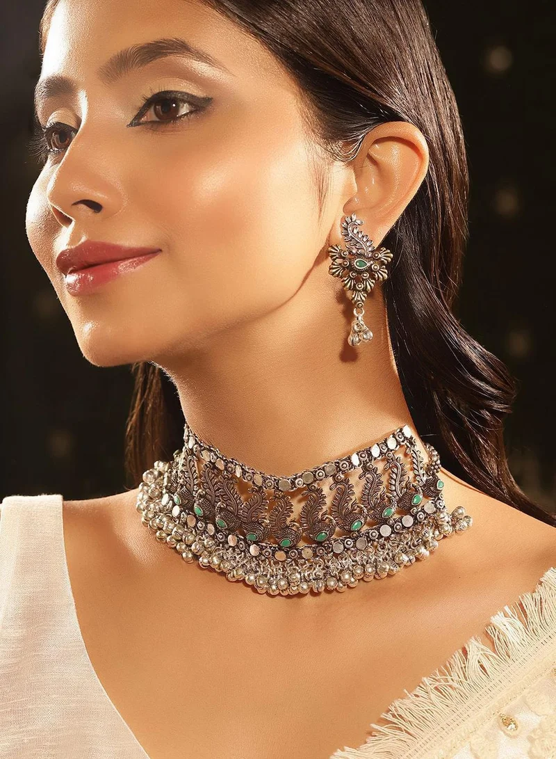 Priyaasi Plated Opulent Kundan Stone Studded Beaded Jewellery Set