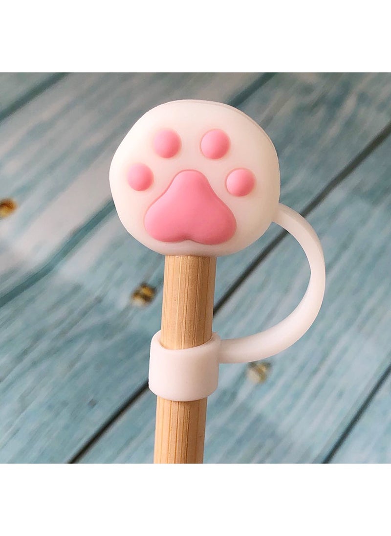 Generic Stainless Steel Straw Caps Universal Dust-Proof White Cat Claw