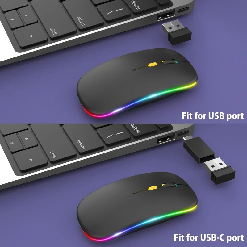 بلاكبيرد جيم سنتر Black RGB Rechargeable Wireless 1600DPI Illuminated Wireless Mouse Bwm6
