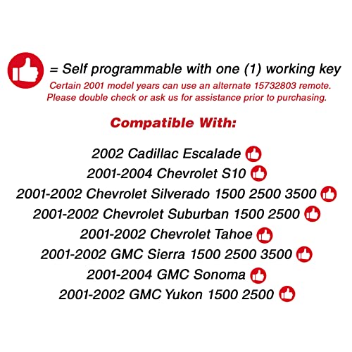 KeylessOption Keyless Entry Remote Car Key Fob and Key Replacement for 15732803 (Pack of 2) - Image 4