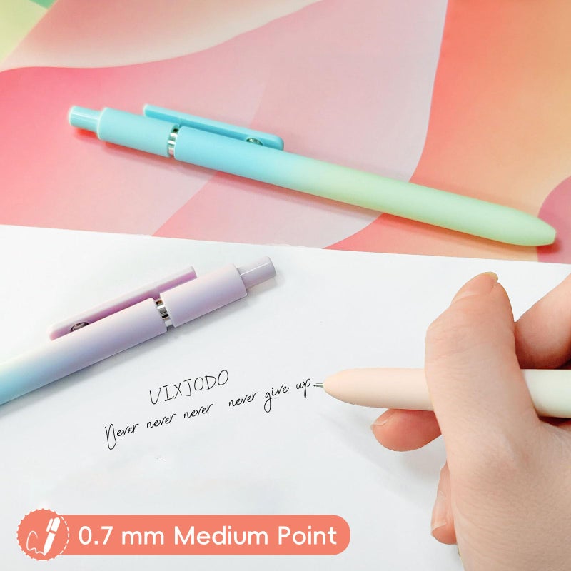 UIXJODO Gel Pens, 10 Pcs Black Ink Pens for Women, 0.7mm Medium Point Smooth Writing Pens with Silicone Grip, High-End Series Metal Clip Retractable Pens for Journaling Note Taking (10 Pcs Pastel) - Image 3