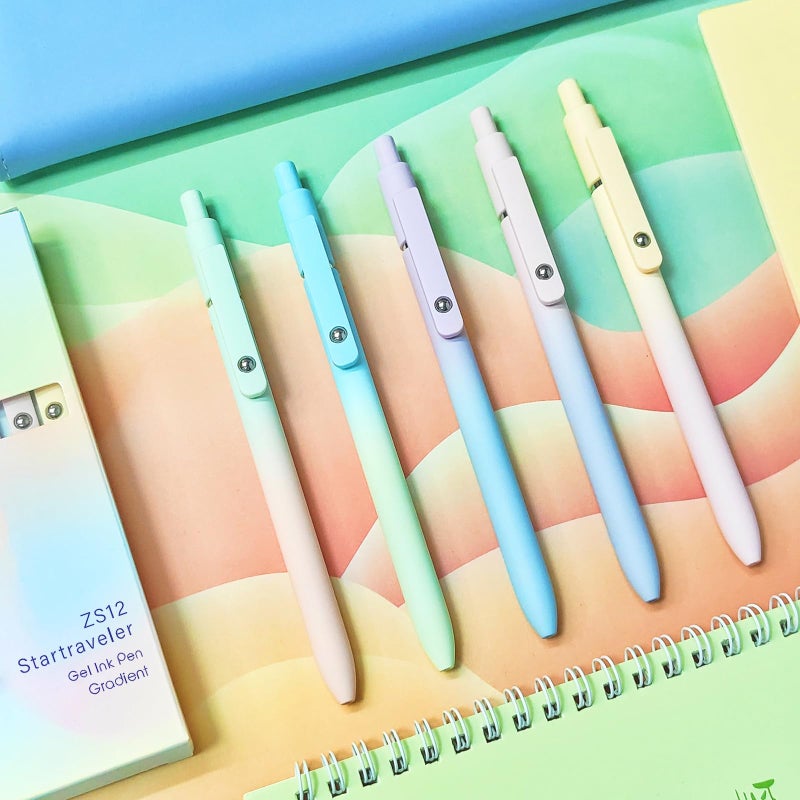 UIXJODO Gel Pens, 10 Pcs Black Ink Pens for Women, 0.7mm Medium Point Smooth Writing Pens with Silicone Grip, High-End Series Metal Clip Retractable Pens for Journaling Note Taking (10 Pcs Pastel) - Image 5