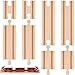 Liliful Pack of 8 Wood Train Track Expansion Packs Compatible with Most Train Tracks 2 SizesMixed Straight - Image 3
