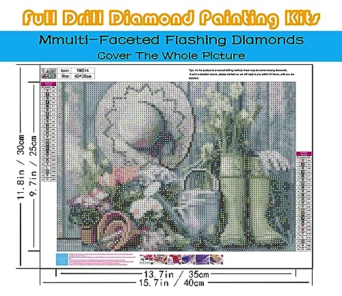 KINPLUB 5D Boots Hat Diamond Painting Kits for Adults, Farmhouse Diamond Art Kits, Flora Paint with Diamonds Kits, Full Drill Round Dots Gem Art for Home Wall Decor 12 x 16 Inch - Image 3