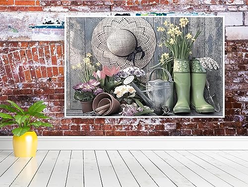 KINPLUB 5D Boots Hat Diamond Painting Kits for Adults, Farmhouse Diamond Art Kits, Flora Paint with Diamonds Kits, Full Drill Round Dots Gem Art for Home Wall Decor 12 x 16 Inch - Image 5