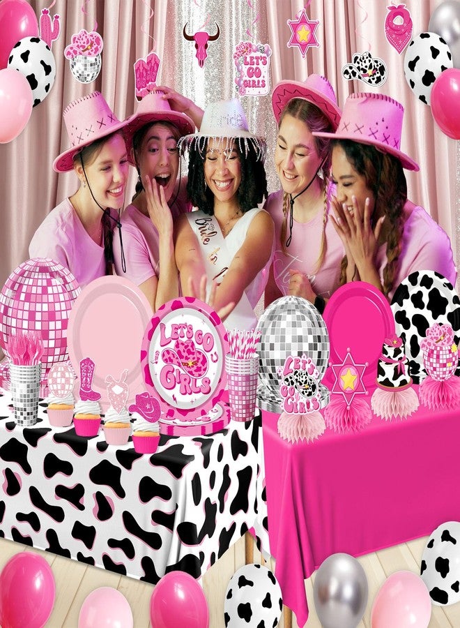 YTGUVBK Cowgirl Birthday Party Decorations, 222Pcs Disco Cowgirl Party Decorations Plates Napkins Cups Banner Hanging Swirl Tablecloth Balloons Cake Topper for Western Cowgirl Bachelorette Party Decorations - Image 4