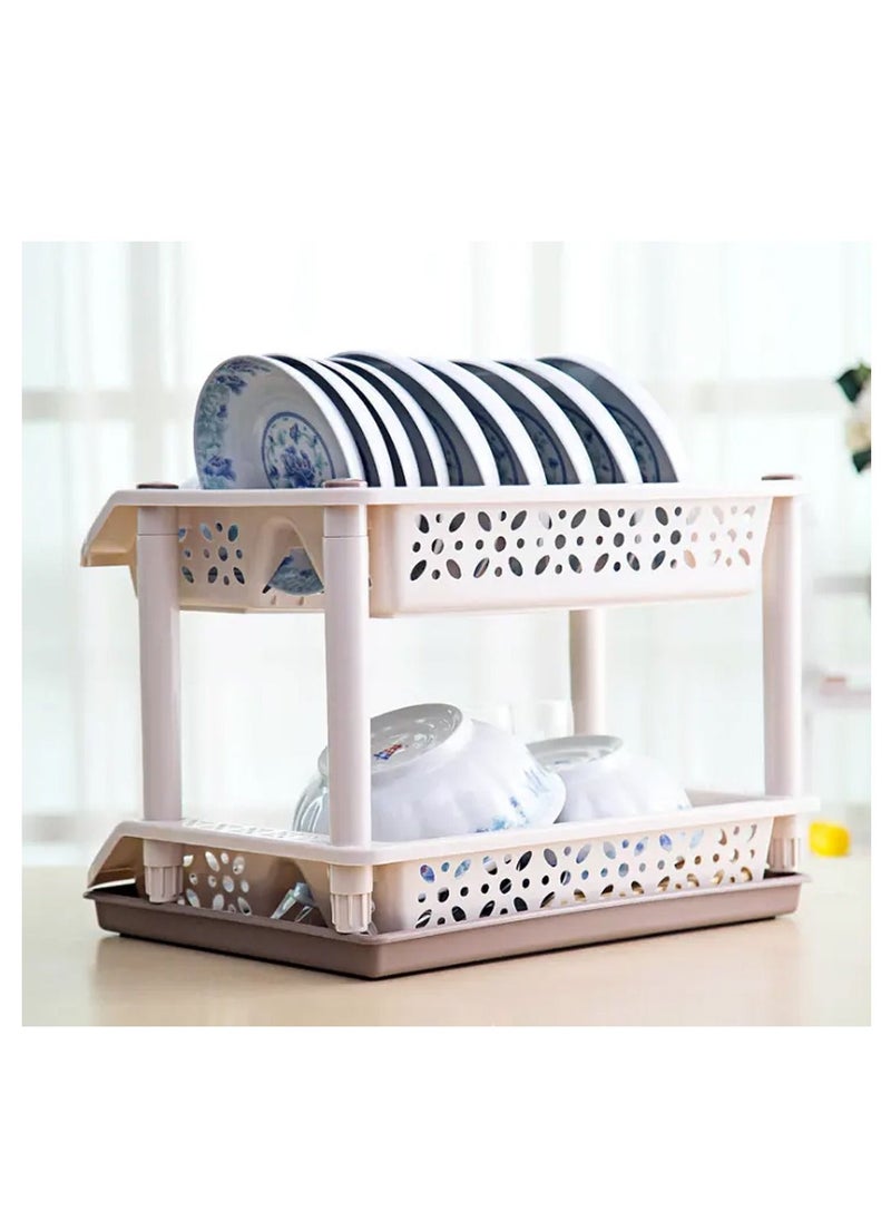 ماركة غير محددة - سلة صحون بلاستيك دورين لون بيج - Image 1