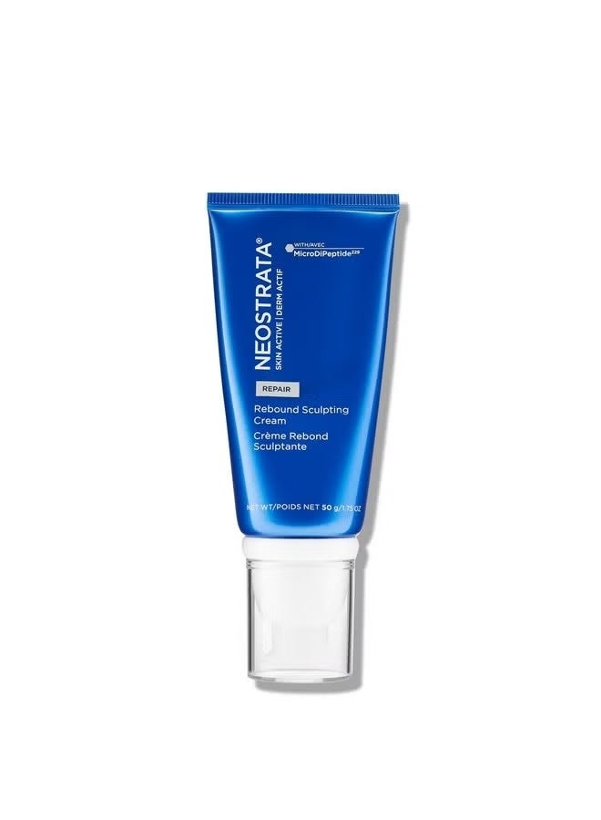 NeoStrata Skin Active Repair Crème Rebond Sculptante 50 g is a multi-action lifting moisturizer.  This cream offers a global action for firmer, plumper and visibly younger-looking skin.  Its expert formula combines firming and plumping active ingredients to restore volume to hollowed areas and redefine facial contours. Its melting texture, with a velvety feel, is rapidly absorbed, providing an immediate sensation of comfort without a greasy finish.  Day after day, features appear lifted, skin regains its elasticity and tone, as if redensified from within. - Image 1