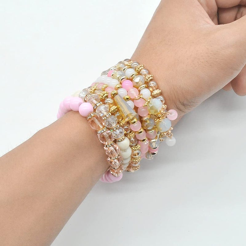 VONRU Bohemian Bracelet Sets for Women - 6 Sets Stackable Stretch Bracelets Multi-color Boho Hippie Bracelets Dainty Jewelry (Seed bead bracelet sets) - Image 4