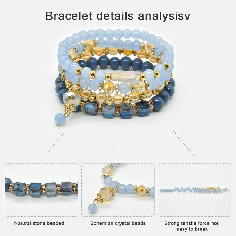 VONRU Bohemian Bracelet Sets for Women - 6 Sets Stackable Stretch Bracelets Multi-color Boho Hippie Bracelets Dainty Jewelry (Seed bead bracelet sets) - Image 2