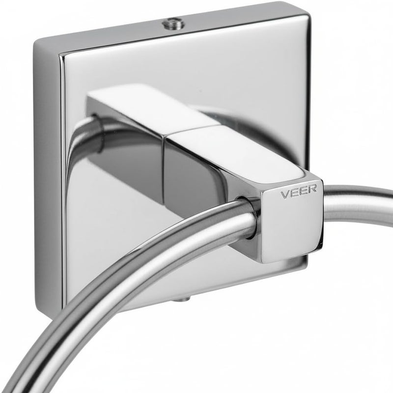 CCCEI Square Concealed Stainless Steel Towel Ring | Wall Mounted Towel Holder for Wash Basin |Power Strip Toilet Paper Roll Holder, Kitchen Towel Hanger, Napkin Stand,Outlet Heavy Duty (Round) - Image 5