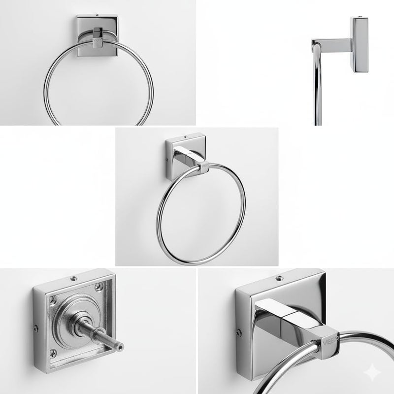 CCCEI Square Concealed Stainless Steel Towel Ring | Wall Mounted Towel Holder for Wash Basin |Power Strip Toilet Paper Roll Holder, Kitchen Towel Hanger, Napkin Stand,Outlet Heavy Duty (Round) - Image 4