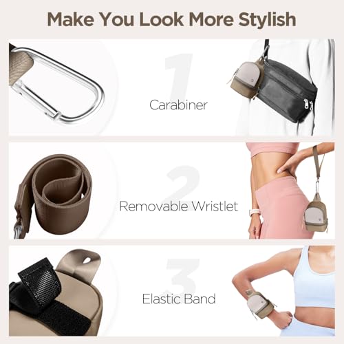 Babysun Mini Backpack Keychain Wristlet Pouch Small Change Coin Purse Cute Zipper Wallet With 3 RFID Card Slots For Women/Men Airpods Cosmetics (Khaki) - Image 3