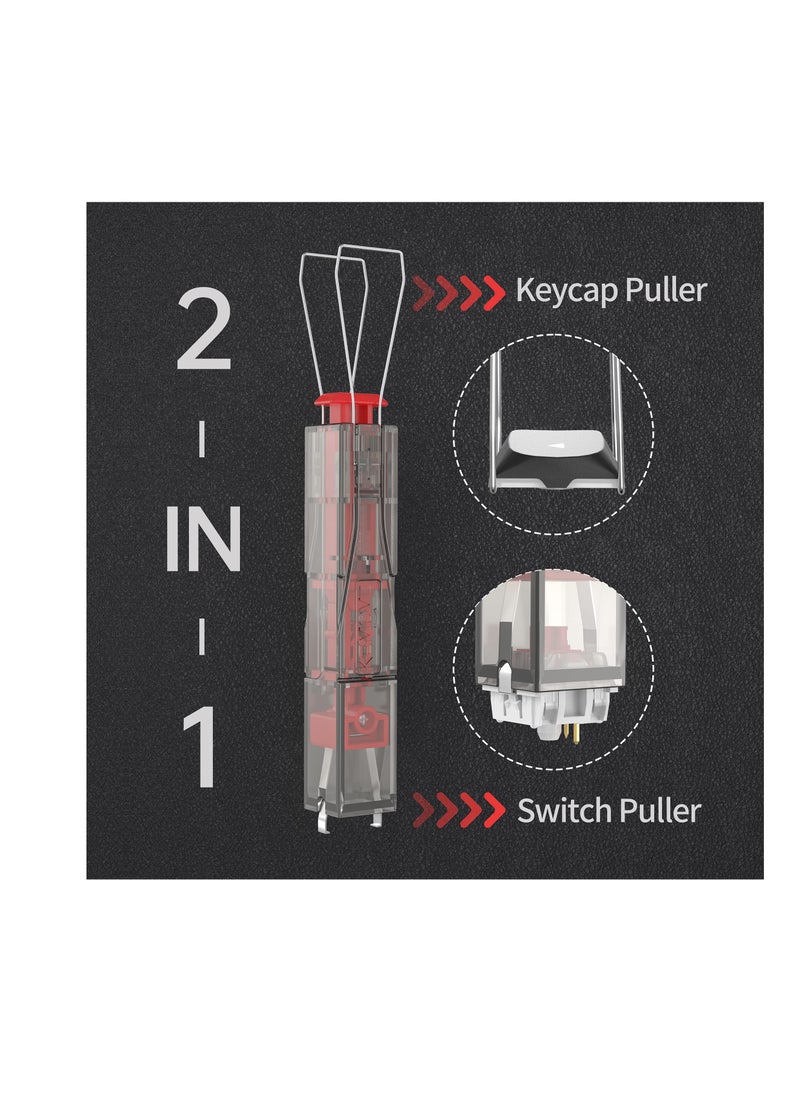 KASTWAVE - 2-in-1 Switch Puller, Keycap Puller for Mechanical Keyboard, 304 Stainless Steel Key Cap Removal Tool, Easily Remove and Replace Gaming Keyboard Switches and keycaps, Black Translucent - Image 1