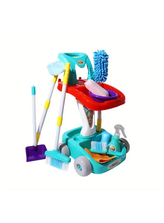 Children's Simulation Mop Broom Dustpan Play House Cleaning Toys Suit Boys And Girls Cleaning Tools Toys-Color:Electric Vacuum Cleaner-powder - Image 2