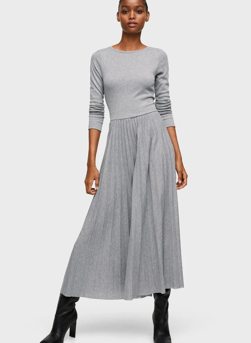 MANGO Pleated Knitted Dress