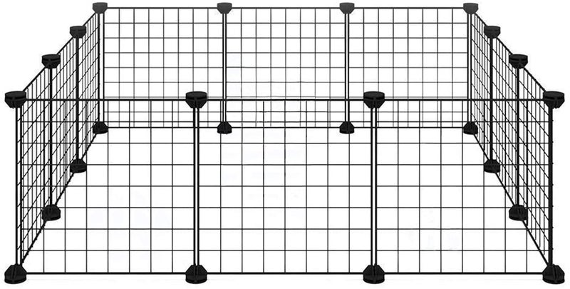 Dog Playpen Pet Playpen, Small Animal Cage for Indoor Outdoor Use, Portable Metal Wire Yard Fence Exercise Pen(12 panels with a door)