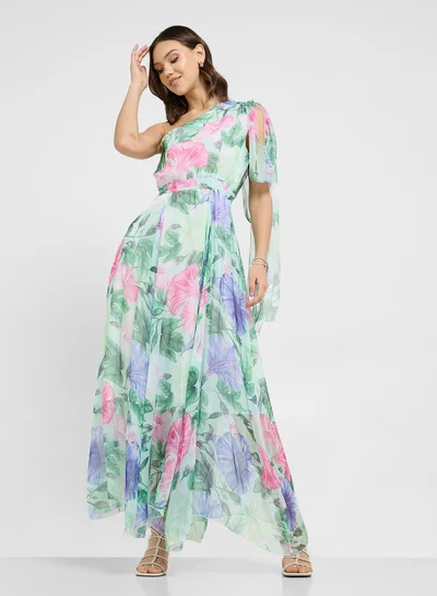 ELLA Floral One-Shoulder Dress