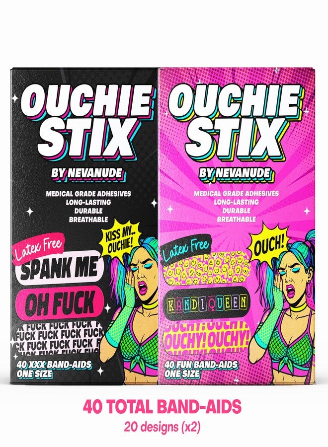 Neva Nude Plur Vibes Ouchie Stix Bandages 40-Pack – Waterproof, Hypoallergenic, Latex-Free First Aid Plasters with Fun Festival Designs - Image 5