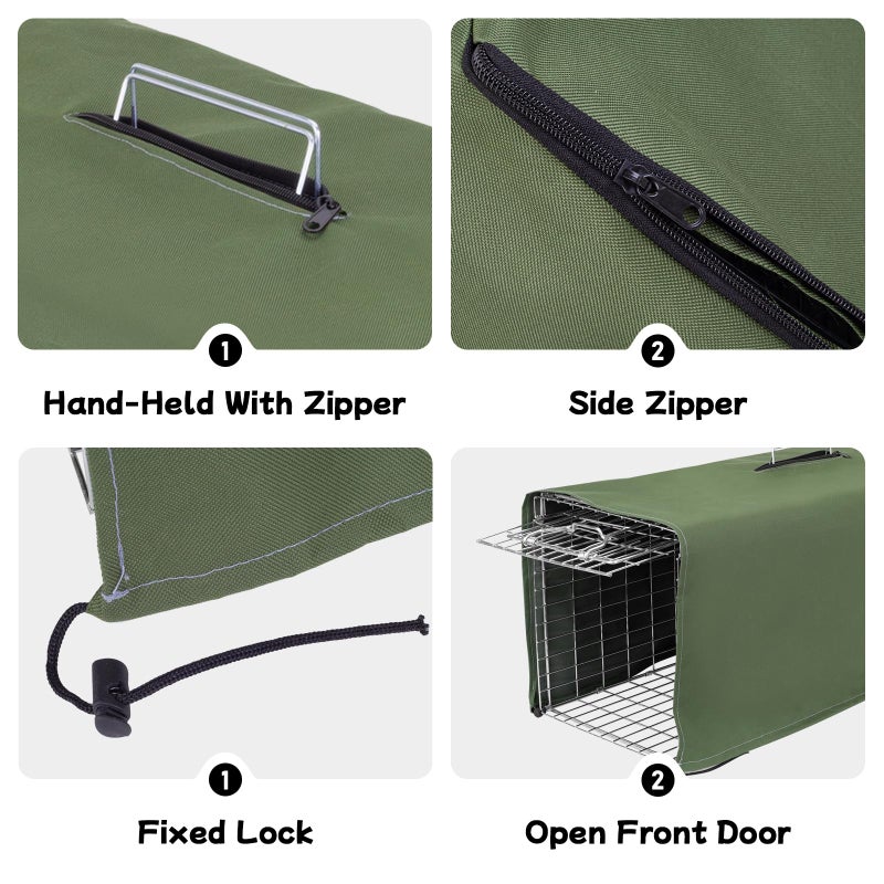 aledaras Trap Cage Cover,ONLY Cover, Cage not Included, Heavy Duty Animal Trap Cage Cover Small Animal Trap Cover for 1-Door Humane Cat Trap 32 x 10 x 12inch (Army Greenï¼ŒONLY Cover, Cage not Included) - Image 5