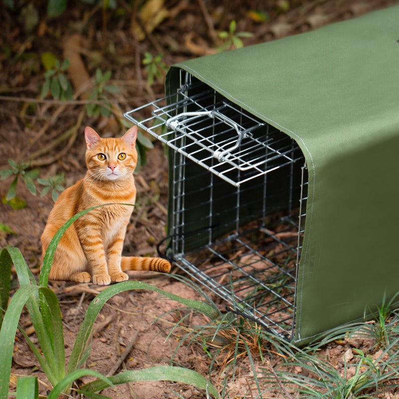 aledaras Trap Cage Cover,ONLY Cover, Cage not Included, Heavy Duty Animal Trap Cage Cover Small Animal Trap Cover for 1-Door Humane Cat Trap 32 x 10 x 12inch (Army Greenï¼ŒONLY Cover, Cage not Included) - Image 4