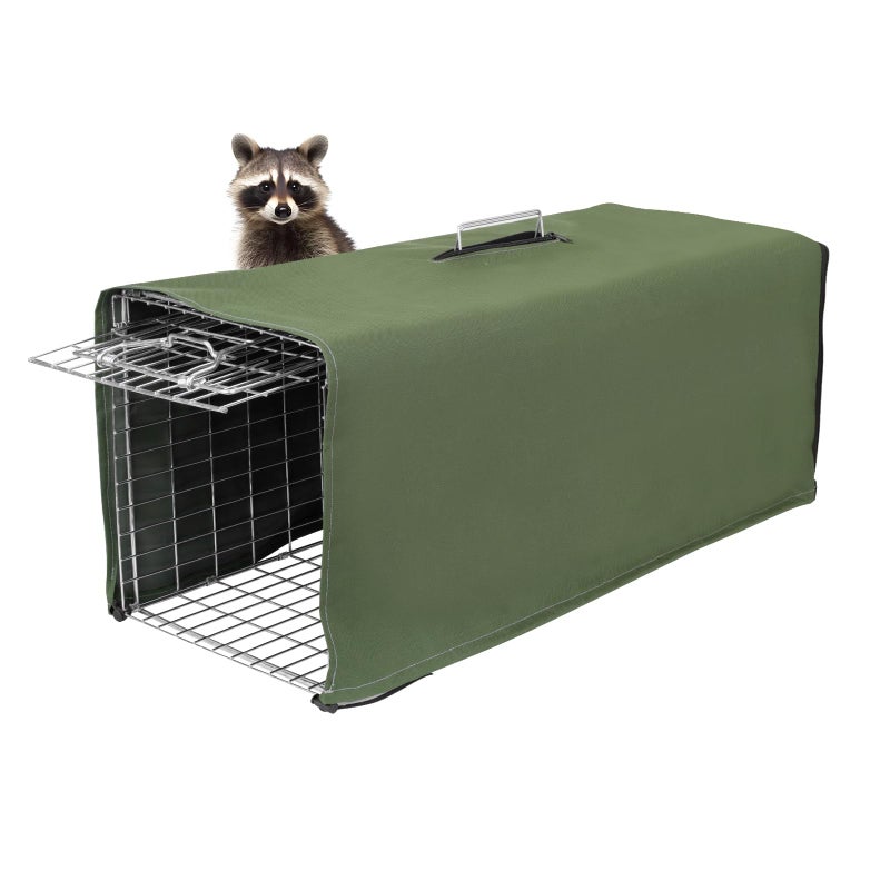 aledaras Trap Cage Cover,ONLY Cover, Cage not Included, Heavy Duty Animal Trap Cage Cover Small Animal Trap Cover for 1-Door Humane Cat Trap 32 x 10 x 12inch (Army Greenï¼ŒONLY Cover, Cage not Included) - Image 1