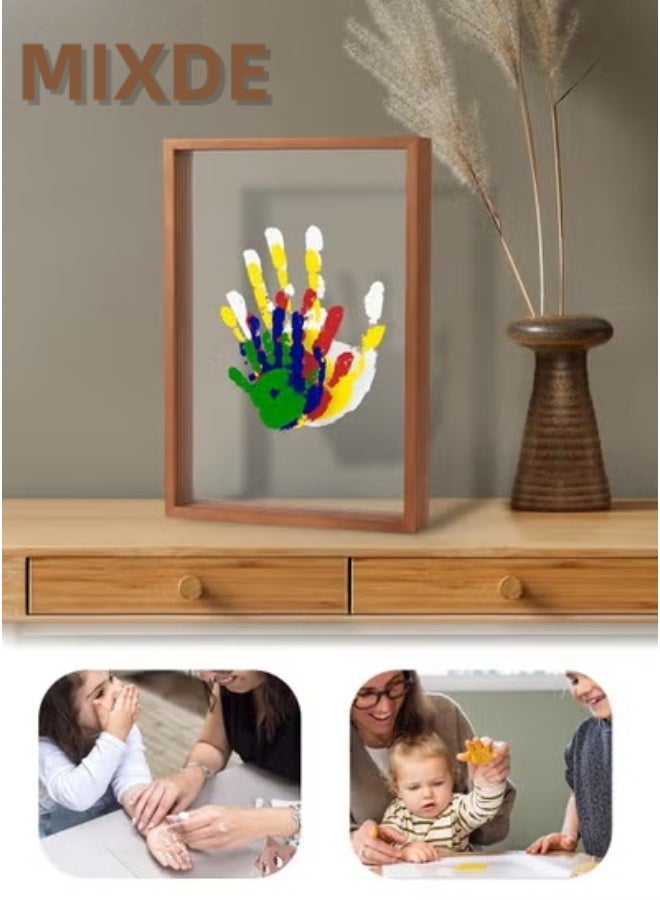 Family Handprint Kit, DIY Handmade Keepsake Frame, Baby Hand  Footprint Frame, Memorial Baby Photo Frame, Cherished Wooden Keepsake, Transparent 4 Sheets - Image 1