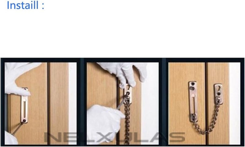 NELXULAS Security Door Chain 304 Stainless Steel Casting Door Surface-Mounted Lock Brushed Finish (B Style) - Image 2
